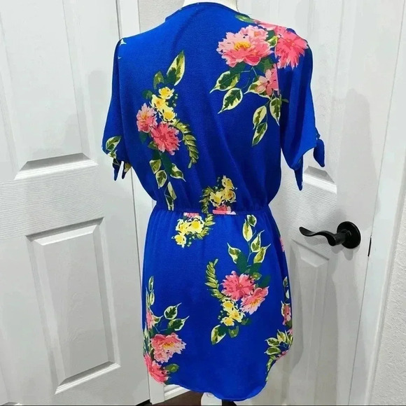 J for Justufy Floral Mini Dress Zip Front Ties on sleeves - Picture 7 of 10